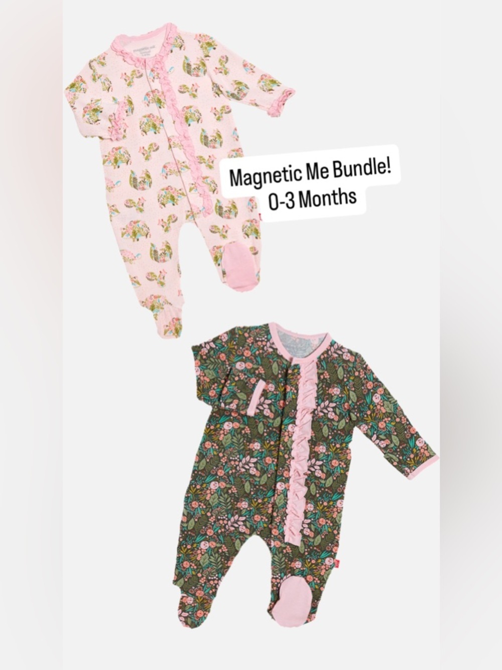 Magnetic Me 2-Piece Footed Onesie Bundle 0–3M (8–12 lbs) Magnetic Closure